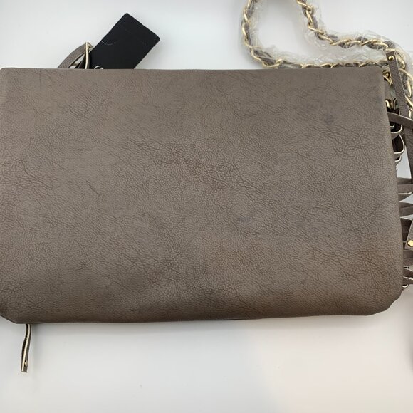 NWT BCBG Paris Taupe Fringe Foldover Crossbody Bag - Picture 13 of 15